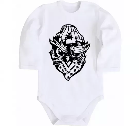 Детский боди Сова чорним Белый фото