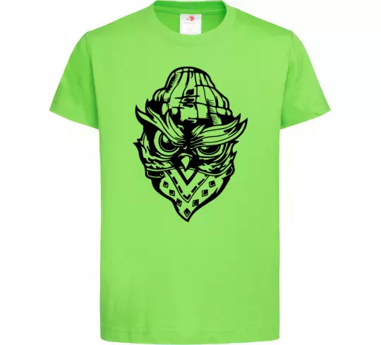 Дитяча футболка Сова чорним Лаймовий фото