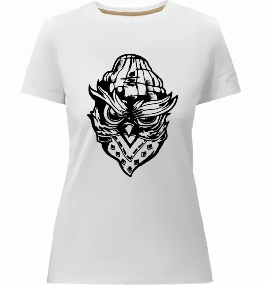 Жіноча преміум футболка Сова чорним Білий фото