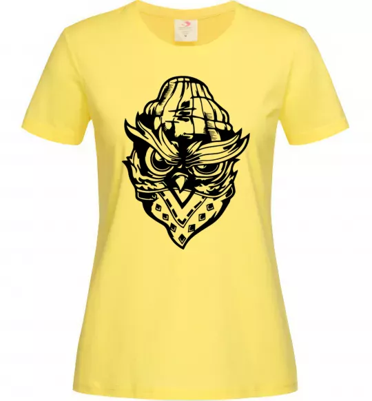 Жіноча футболка Сова чорним Лимонний фото