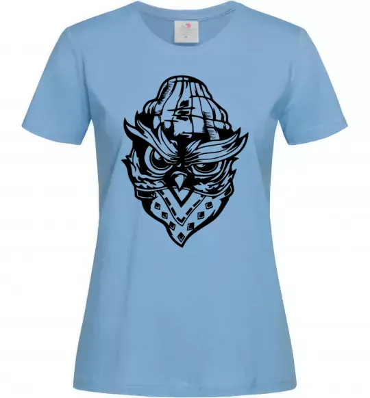 Жіноча футболка Сова чорним Блакитний фото