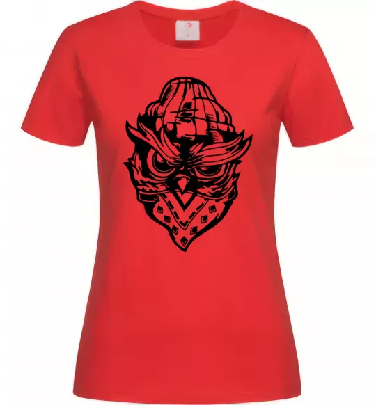 Жіноча футболка Сова чорним Червоний фото