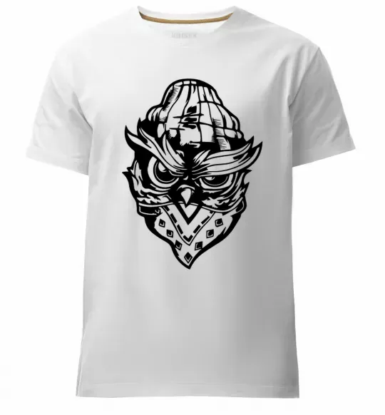 Мужская премиум футболка Сова чорним Белый фото