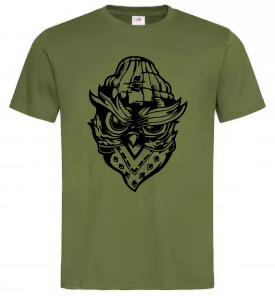 Мужская футболка Сова чорним Оливковый фото