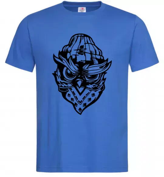 Мужская футболка Сова чорним Ярко-синий фото