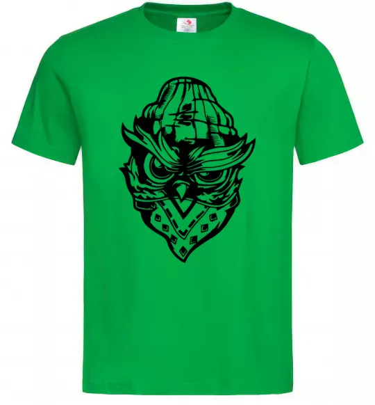 Мужская футболка Сова чорним Зеленый фото