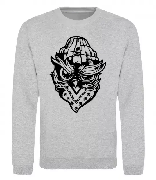 Свитшот Сова чорним Серый меланж фото