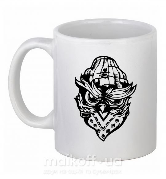 Чашка керамическая Сова черным Белый фото