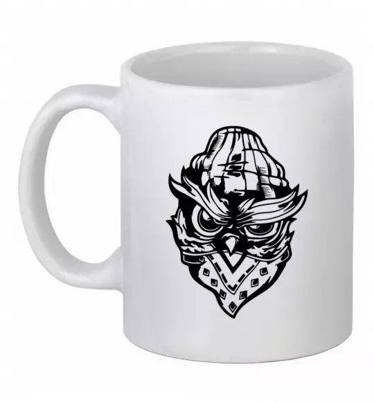 Чашка керамическая Сова чорним Белый фото