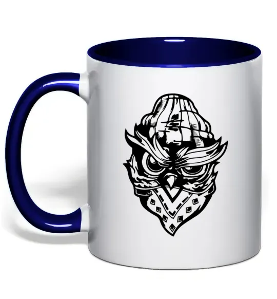 Чашка с цветной ручкой Сова чорним Глубокий темно-синий фото