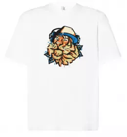 Футболка Оверсайз Тигр вогонь Белый фото
