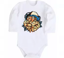 Детский боди Тигр з навушниками Белый фото