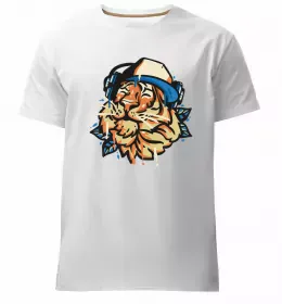 Мужская премиум футболка Тигр рамка Белый фото