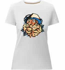 Женская премиум футболка Тигр рамка Белый фото