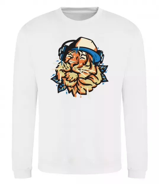 Світшот Тигр з навушниками Білий фото