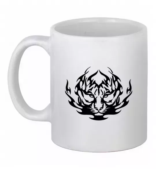 Чашка керамическая Тигр вогонь Белый фото