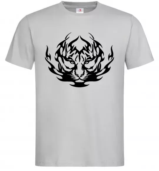 Мужская футболка Тигр вогонь Серый фото