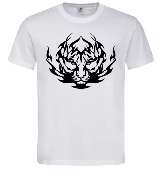 Мужская футболка Тигр вогонь Белый фото