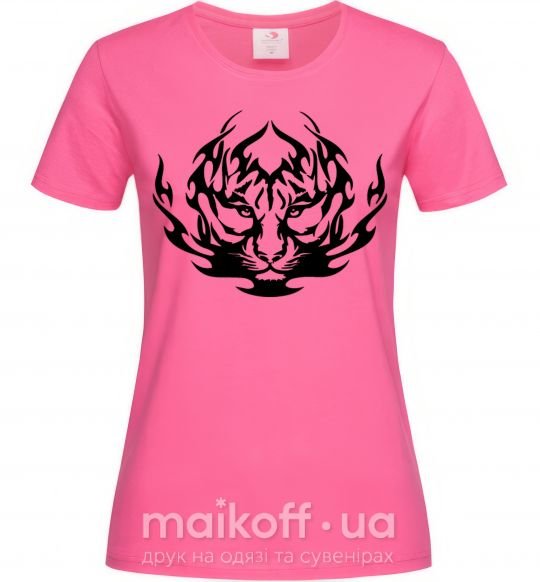 Жіноча футболка Тигр как огонь Яскраво-рожевий фото