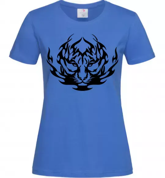 Женская футболка Тигр вогонь Ярко-синий фото