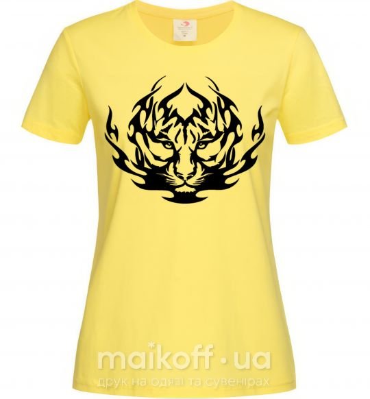 Женская футболка Тигр как огонь Лимонный фото