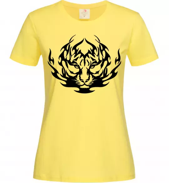 Женская футболка Тигр вогонь Лимонный фото