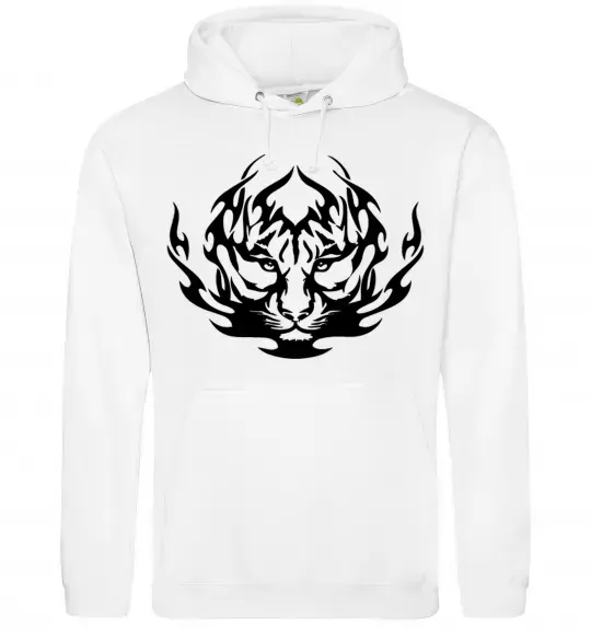 Чоловіча толстовка (худі) Тигр вогонь Білий фото