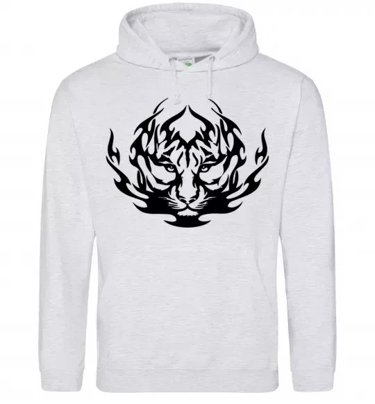 Чоловіча толстовка (худі) Тигр вогонь Сірий меланж фото