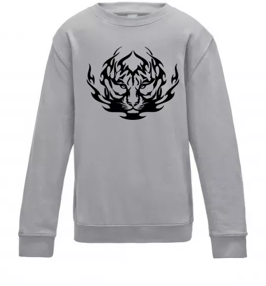 Детский Свитшот Тигр вогонь Серый меланж фото