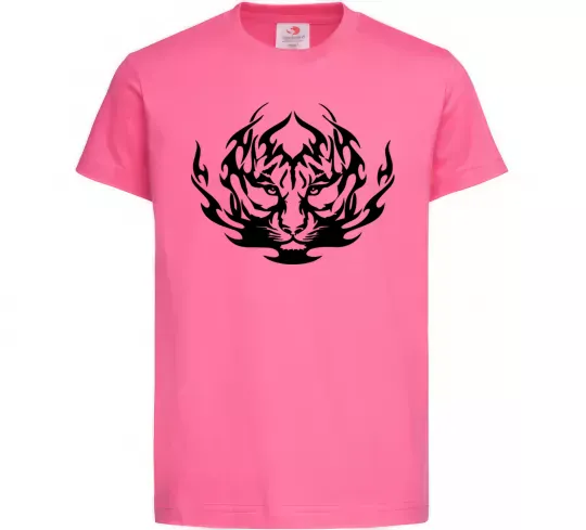 Дитяча футболка Тигр вогонь Яскраво-рожевий фото