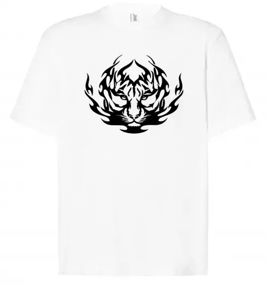 Футболка Оверсайз Тигр вогонь Белый фото