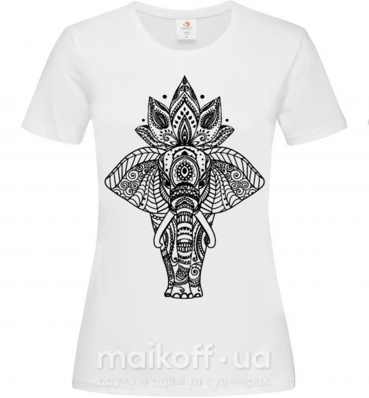 Женская футболка Слон хинди Белый фото