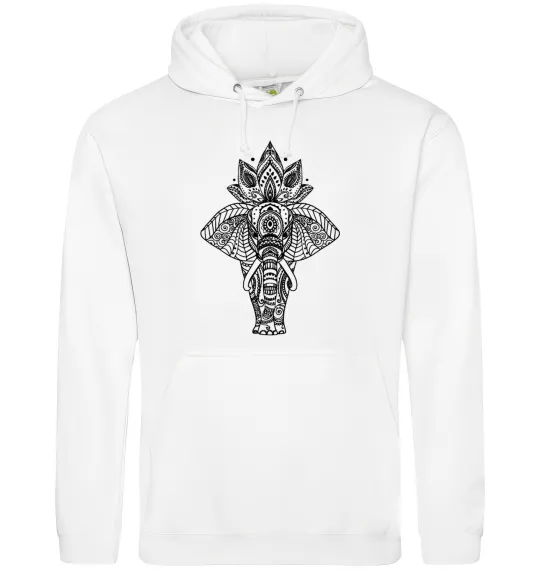 Мужская толстовка (худи) Слон хінді Белый фото
