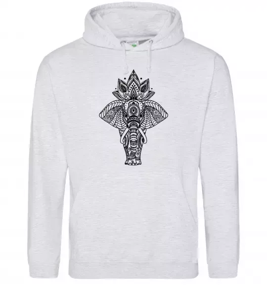 Мужская толстовка (худи) Слон хінді Серый меланж фото