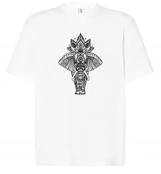 Футболка Оверсайз Слон хінді Білий фото