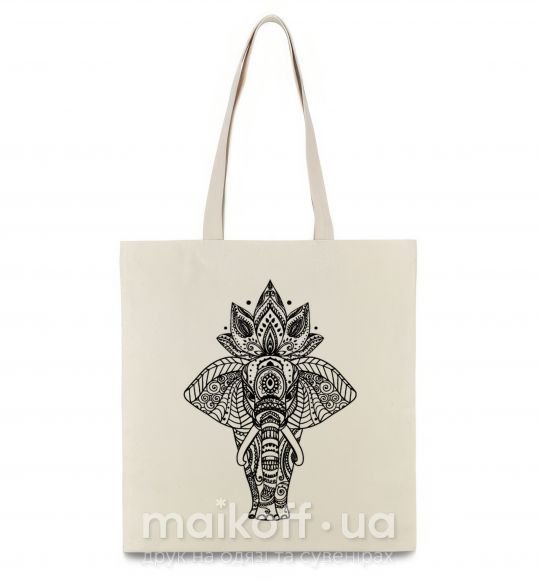 Эко-сумка Слон хинди Бежевый фото