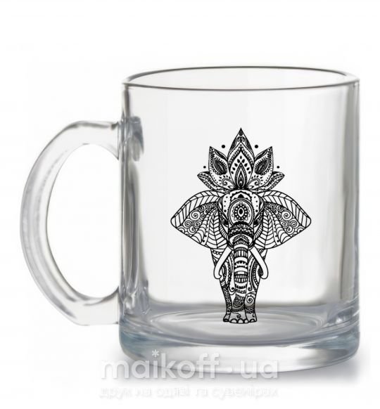 Чашка скляна Слон хинди Прозорий фото