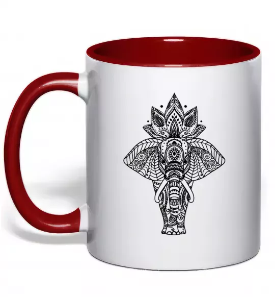Чашка с цветной ручкой Слон хінді Красный фото