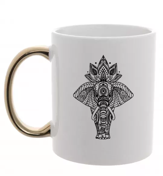 Чашка с цветной ручкой Слон хінді Золото фото