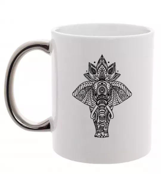 Чашка с цветной ручкой Слон хінді Серебро фото