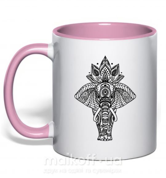 Чашка с цветной ручкой Слон хинди Нежно розовый фото