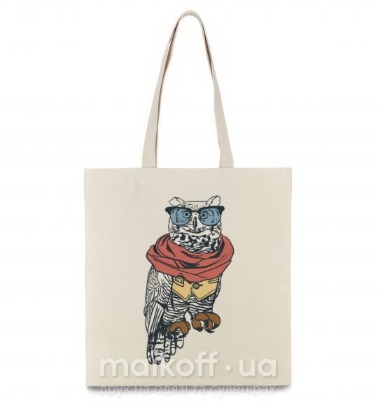 Эко-сумка Owl style Бежевый фото