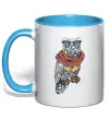 Чашка з кольоровою ручкою Owl style Блакитний фото
