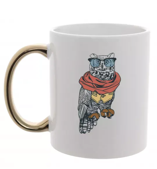 Чашка з кольоровою ручкою Owl style Золото фото