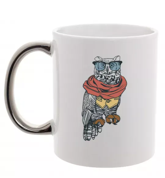 Чашка з кольоровою ручкою Owl style Срібло фото