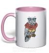 Чашка с цветной ручкой Owl style Нежно розовый фото