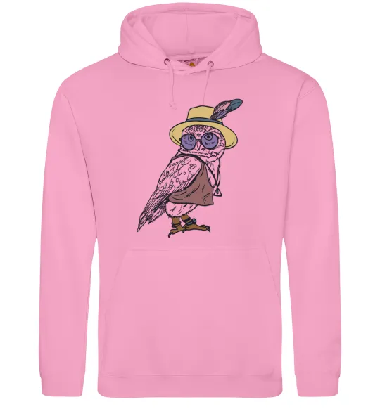 Женская толстовка (худи) Сова в капелюсі Розовый фото