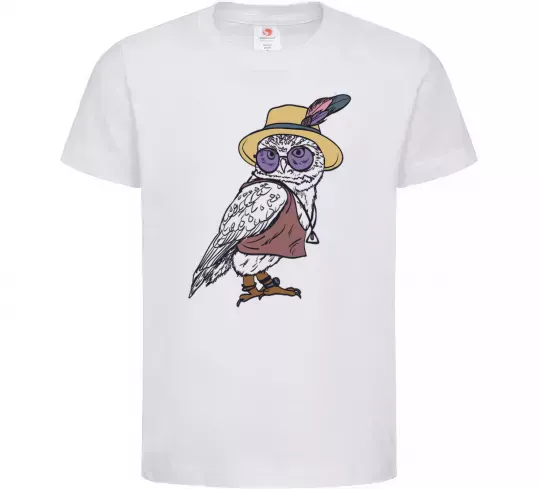 Дитяча футболка Сова в капелюсі Білий фото