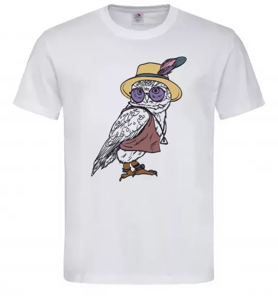 Мужская футболка Сова в капелюсі Белый фото