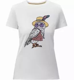 Женская премиум футболка Сова зла Черный фото